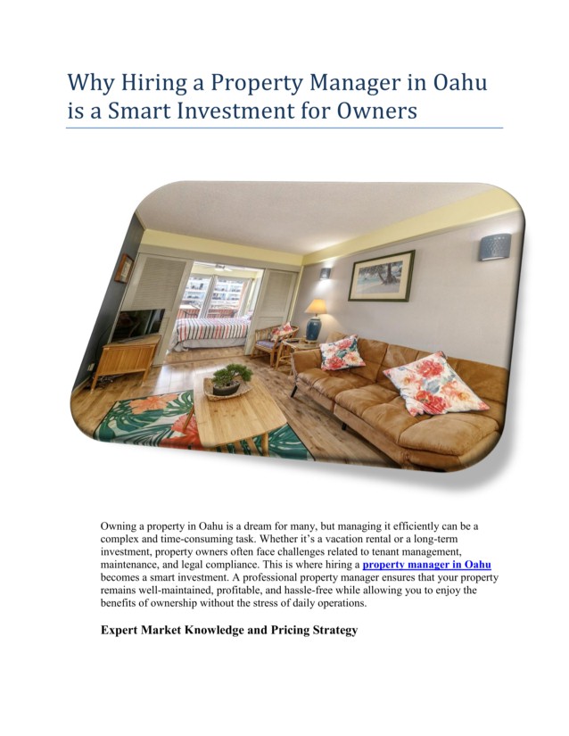 edocr - Why Hiring a Property Manager in Oahu is a Smart Investment for Owners