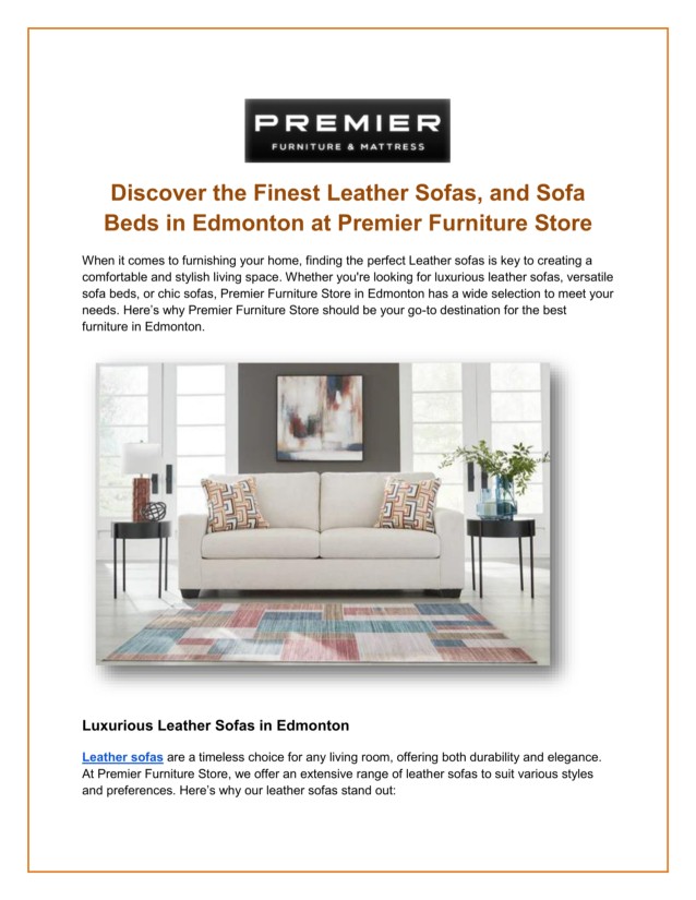 Discover the Finest Leather Sofas, and Sofa Beds in Edmonton at Premier Furniture Store