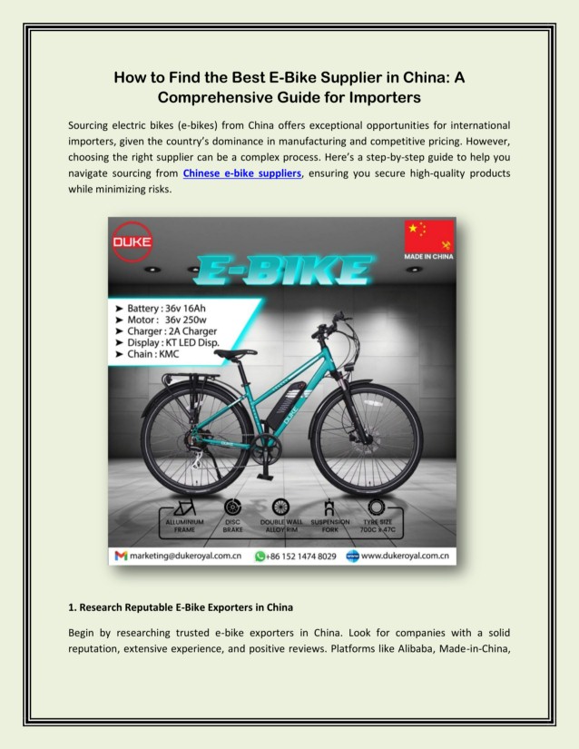 How to Find the Best E-Bike Supplier in China: A Comprehensive Guide for Importers